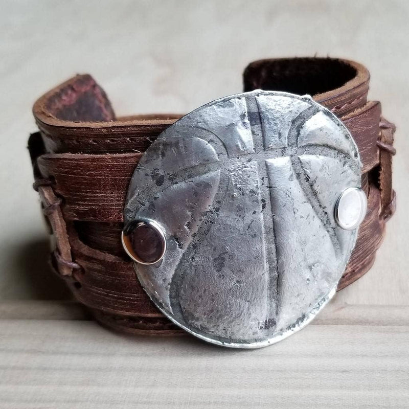Molten Metal Basketball Distressed Leather Cuff