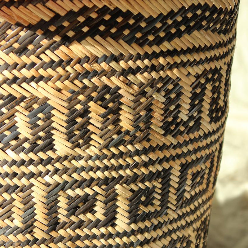 Borneo Tribal Drum Basket with Red Pom-Poms