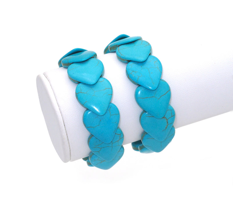 Blue Turquoise Heart Stretch Adjustable Bracelet