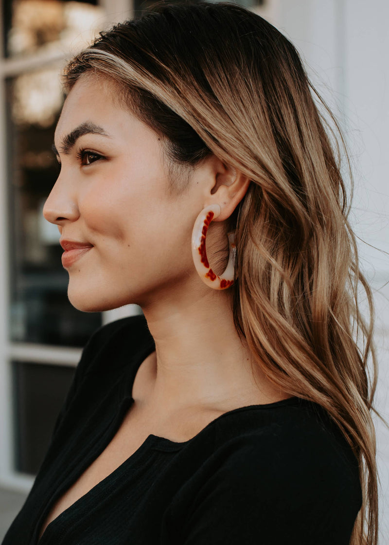 Acrylic Orange Hoop Earrings