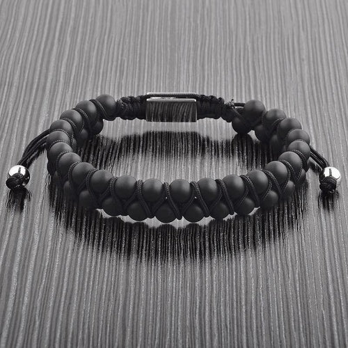 Men's Matte Black Agate Bracelet