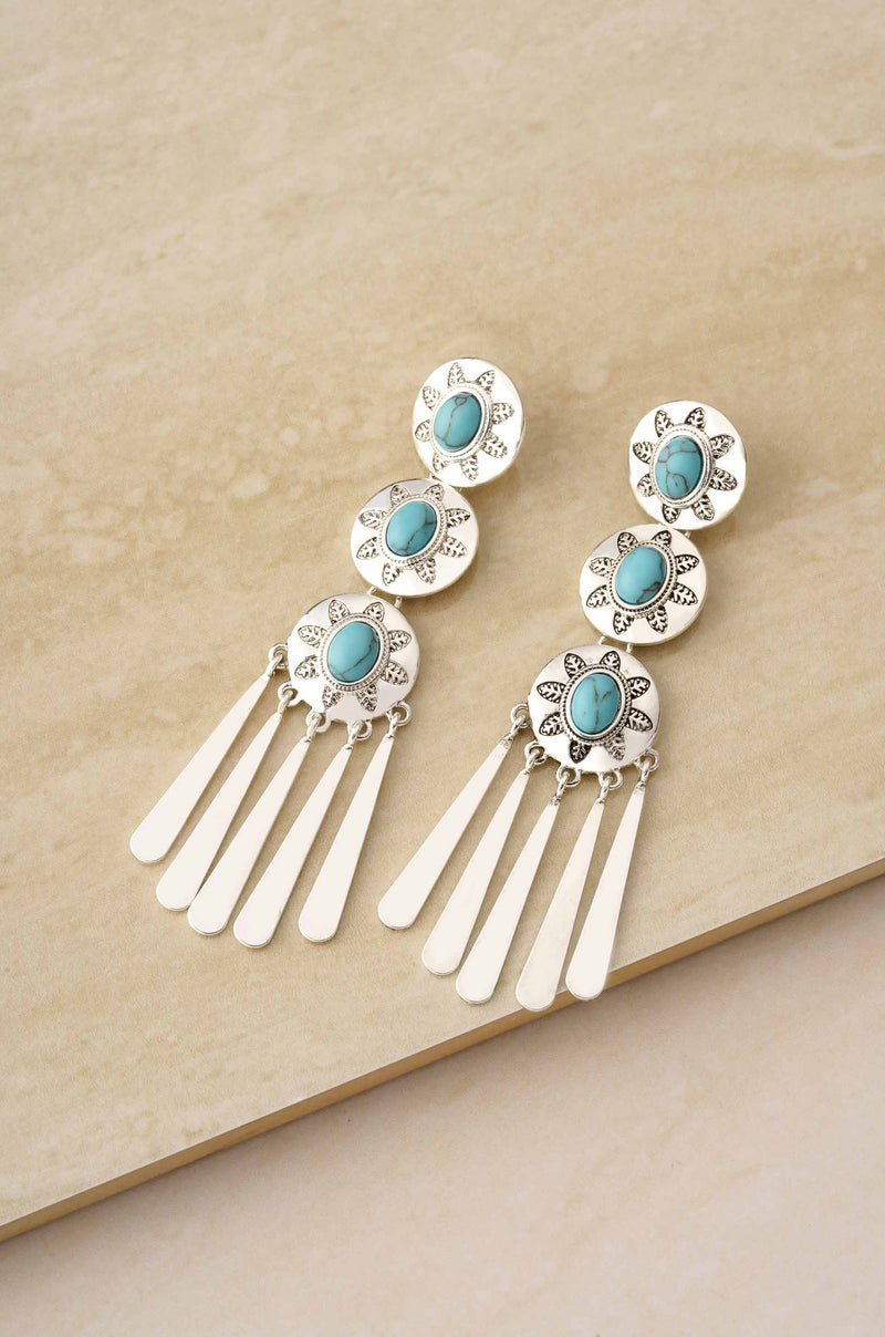 Turquoise and Antique Silver Dangle Earrings