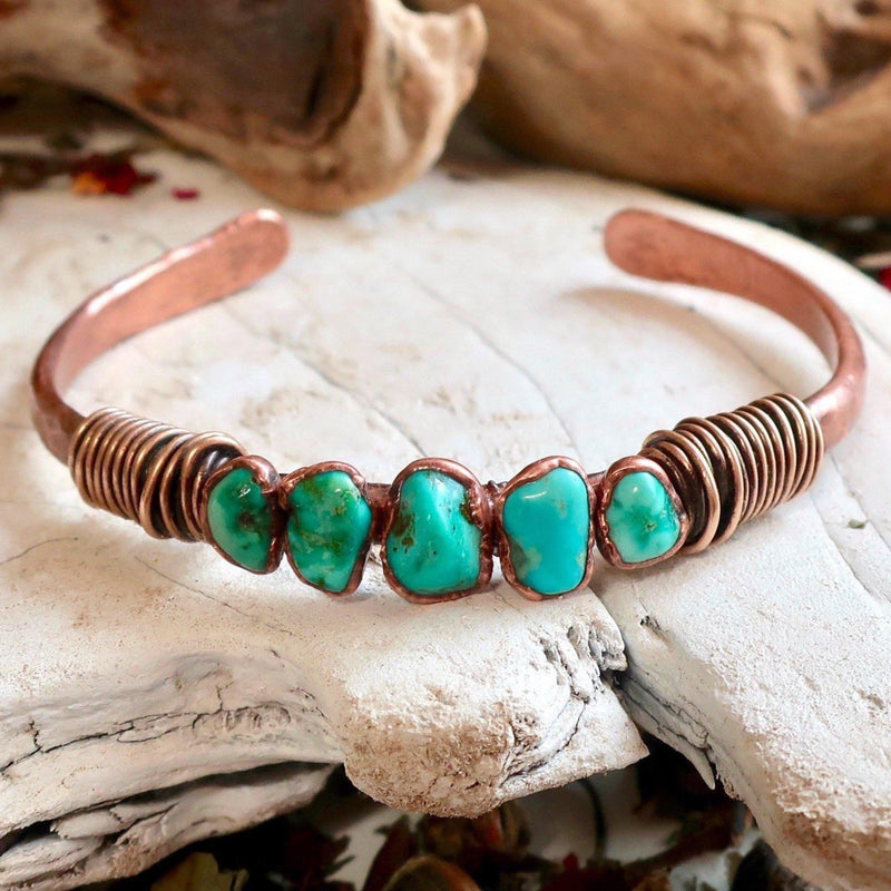 Raw Turquoise Solace Spirit Copper Bracelet