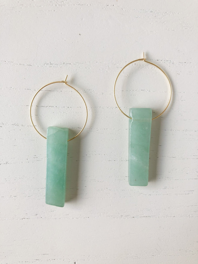 Aventurine Hoop Earrings