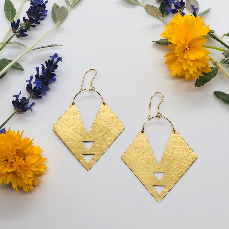 Double Triangle Aztec Earrings