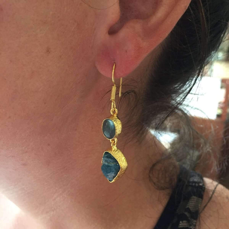 Freya Fluorite + Chalcedony Earrings