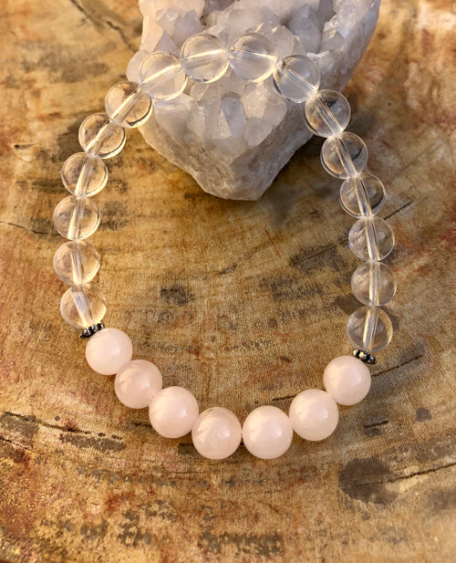 Rose Quartz & Crystal Quartz Stretch Bracelet