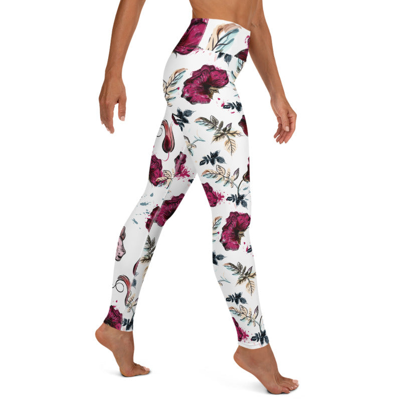 Red Floral Yoga Pants