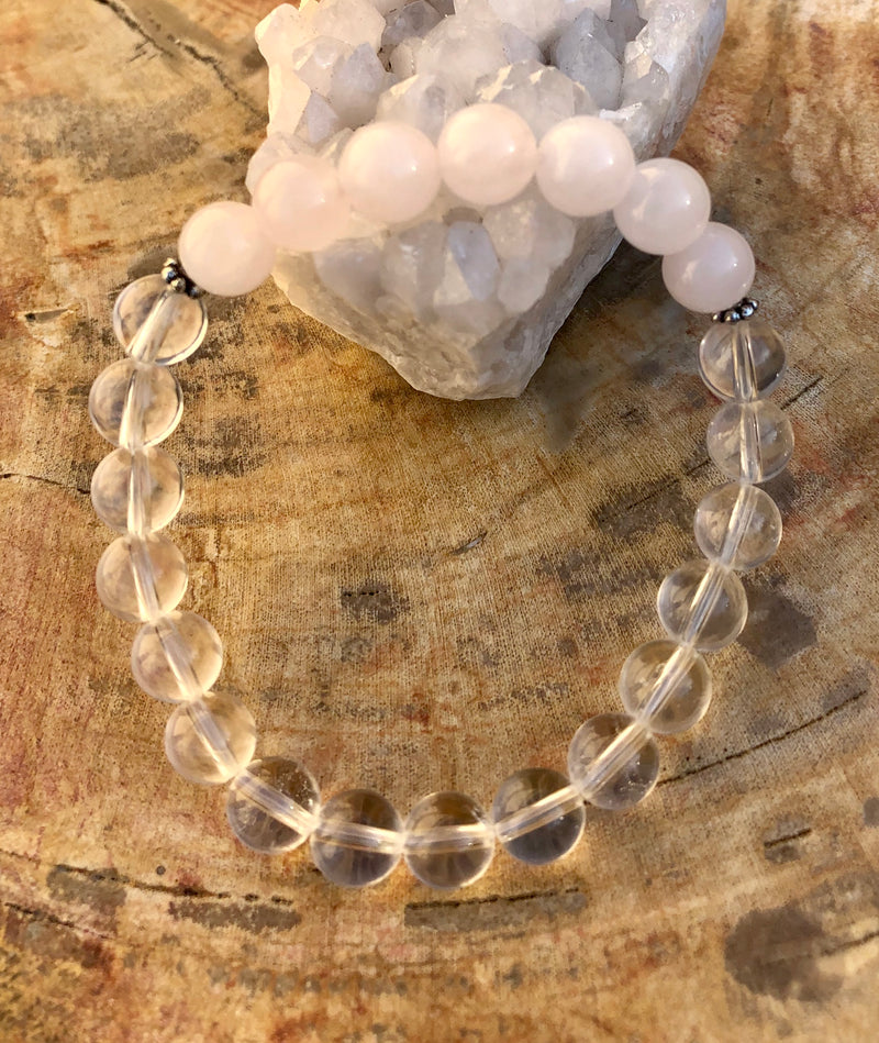 Rose Quartz & Crystal Quartz Stretch Bracelet