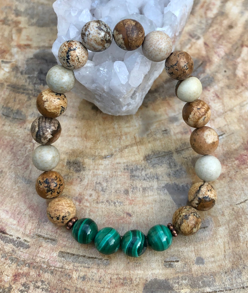 Malachite & Picture Jasper Stretch Bracelet