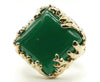 Coral Wrapped Offset Square Simulated Green Agate Stone