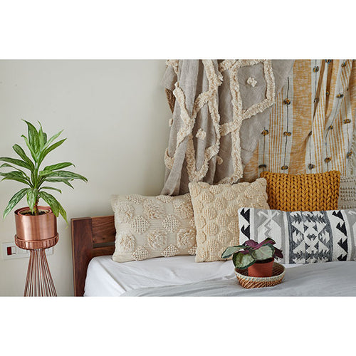 Textured Ivory Throw Pillow