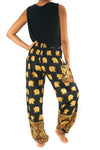 Black & Gold Elephant Yoga Pants