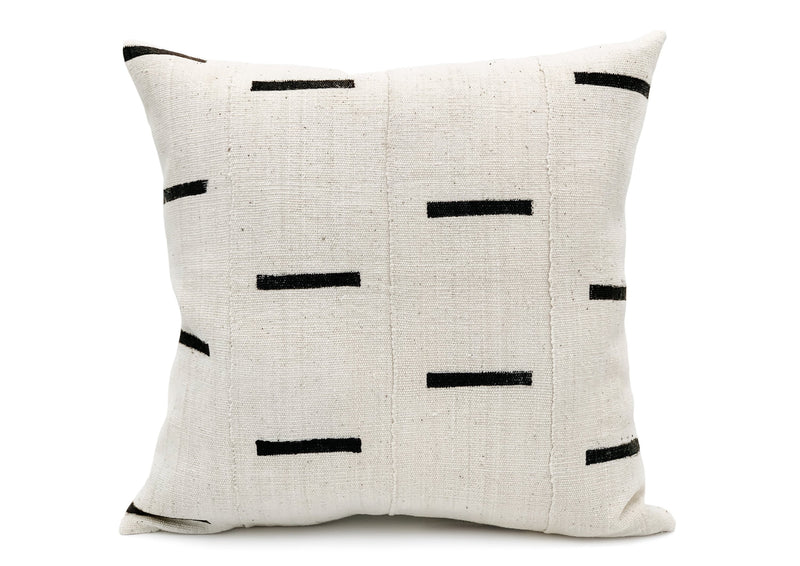 Decorative Dash - Black Lines on White Pillow Cover