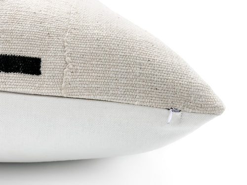 Decorative Dash - Black Lines on White Pillow Cover
