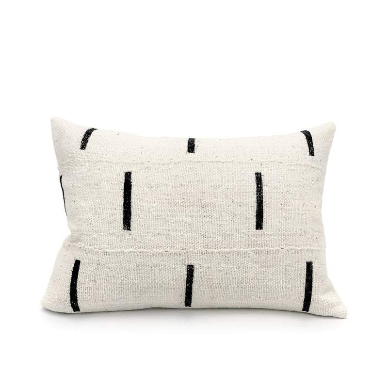 Decorative Dash - Black Lines on White Pillow Cover