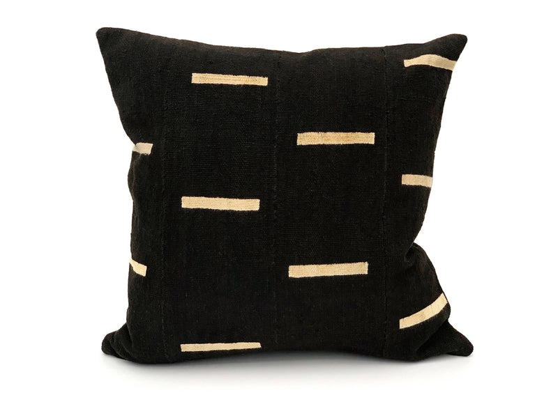 Decorative Dash - White Lines on Black Pillow Cover