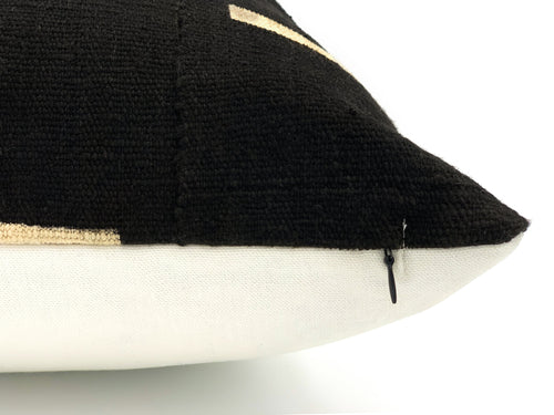 Decorative Dash - White Lines on Black Pillow Cover