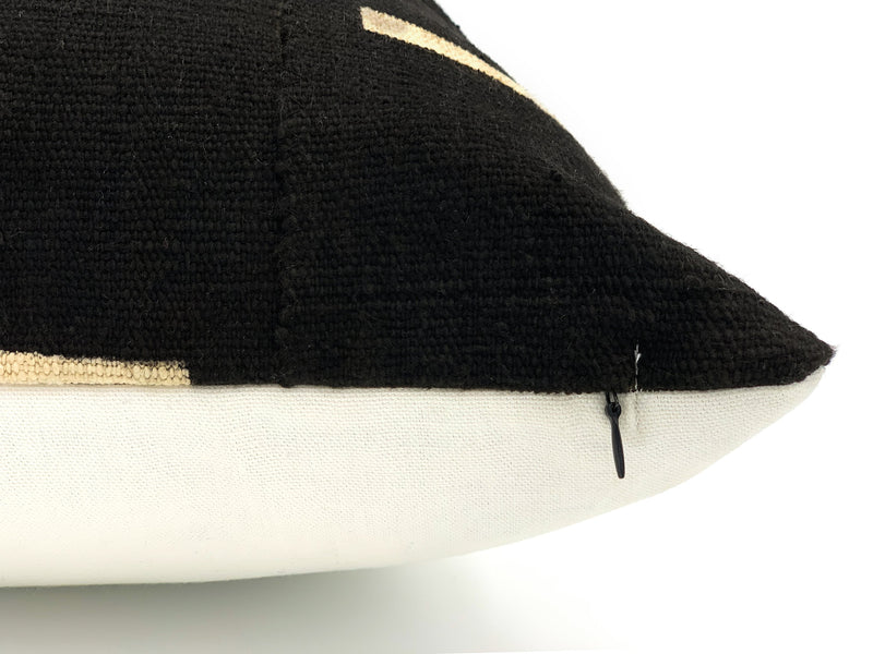 Decorative Dash - White Lines on Black Pillow Cover