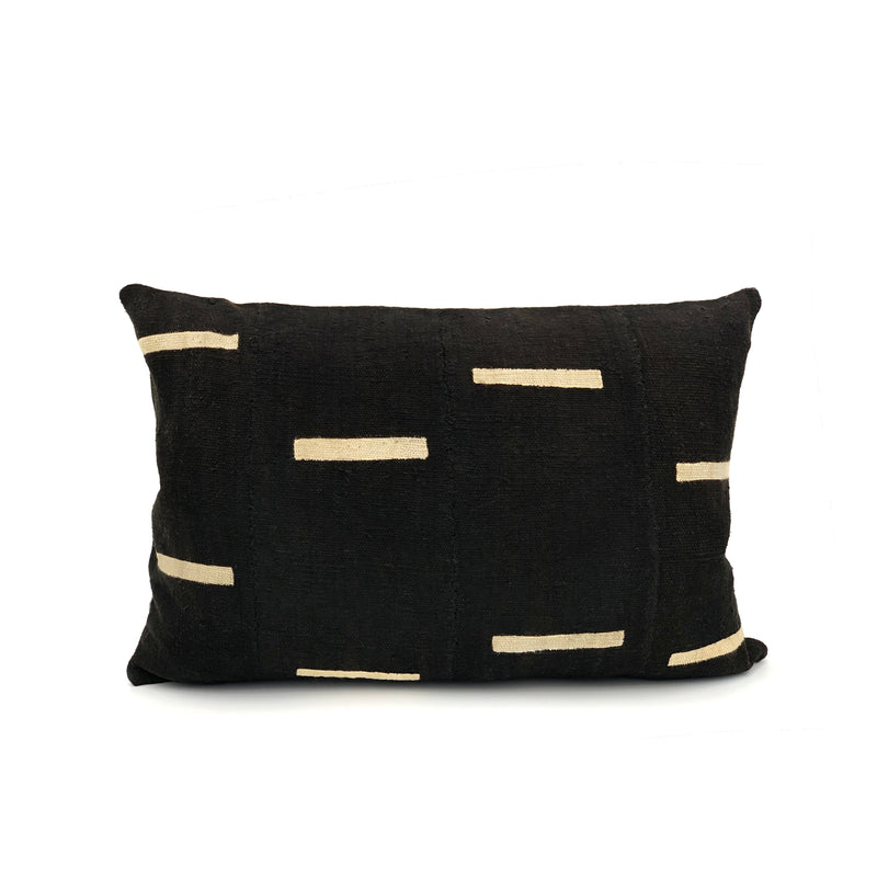 Decorative Dash - White Lines on Black Pillow Cover