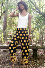 Black & Gold Elephant Yoga Pants