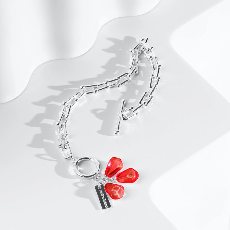 Pomegranate Seeds Bracelet with Silver Tiffany Chain