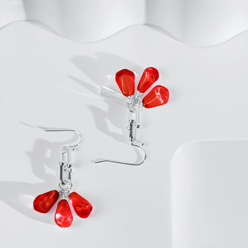 Pomegranate Seeds Earrings with Silver Tiffany chain