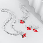 Pomegranate Seeds Earrings with Silver Tiffany chain