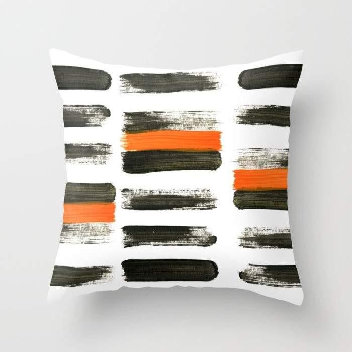 Orange Paint Stripes Pillow Cover